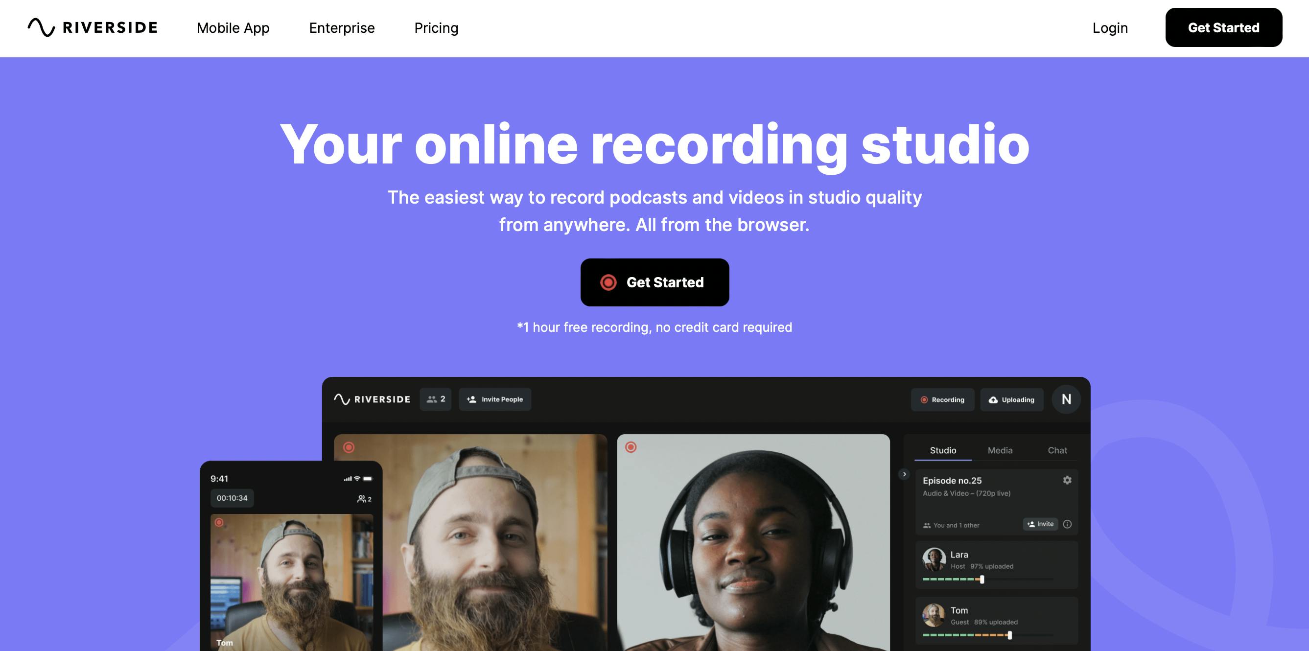 Riverside.fm remote recording software