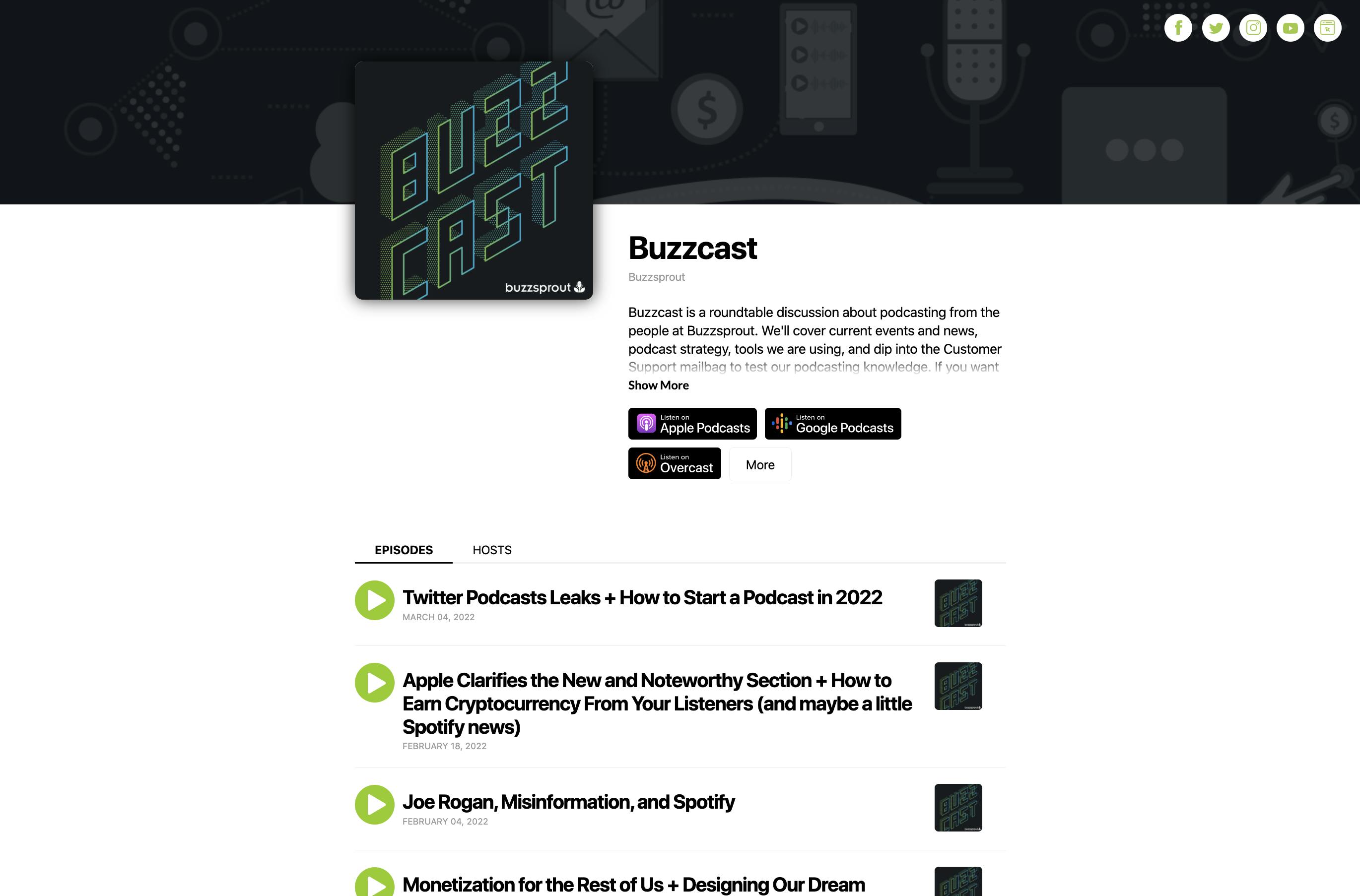 Buzzcast Buzzsprout episode page