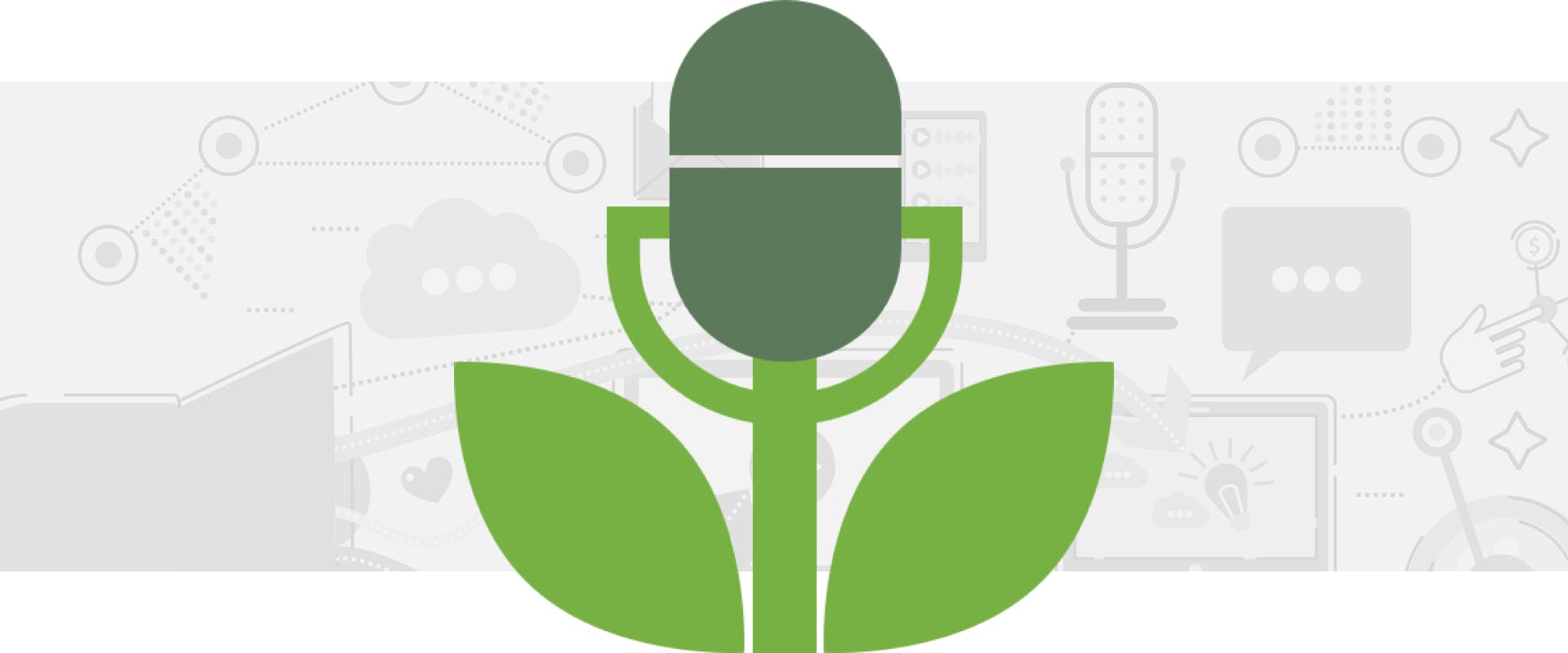 Buzzsprout logo–green plant with leaves and a mic