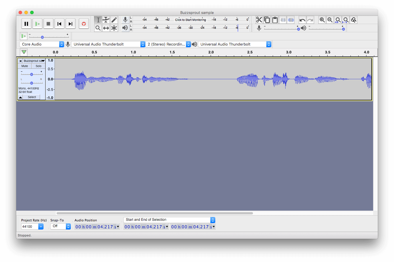 Podcast editing in Audacity