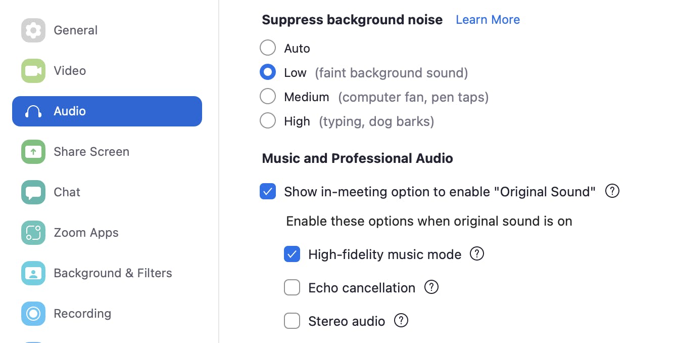 Optimal settings for recording podcasts in zoom