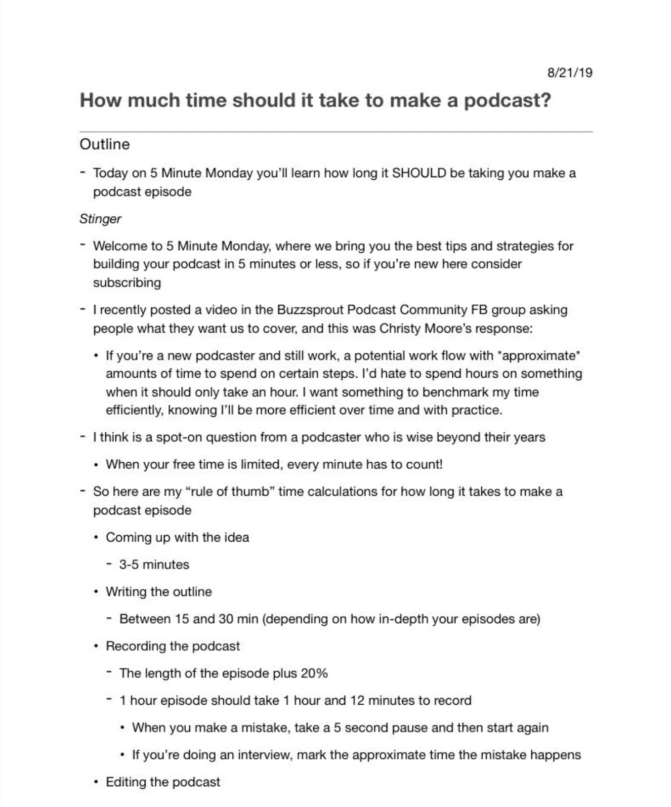 Podcast Outline Example , How to Write a Podcast Outline (5 Tips) – LFMP