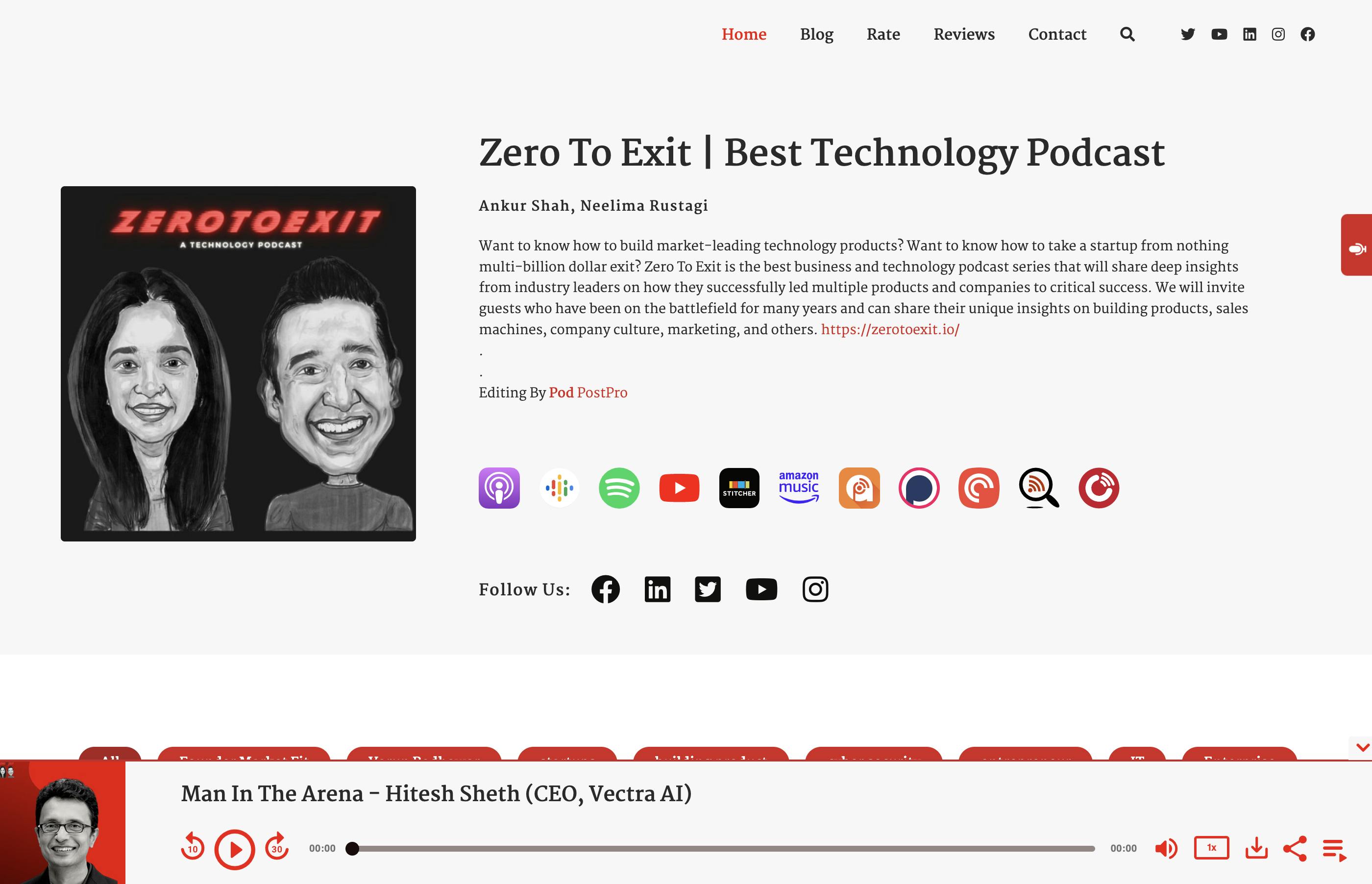 Zero to Exit podcast page