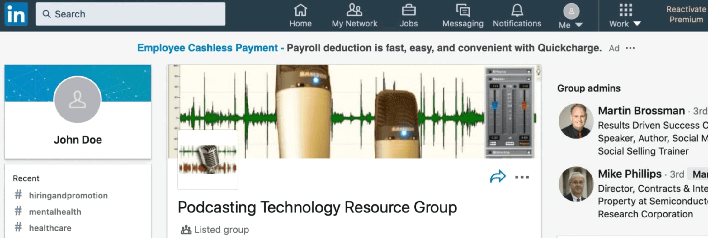 Podcasting Technology Resource Group LinkedIn page