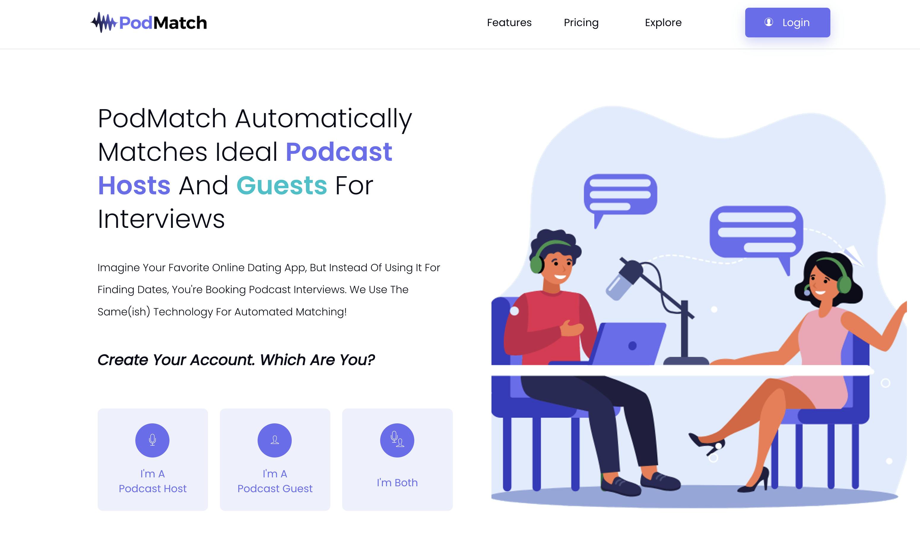 PodMatch homepage