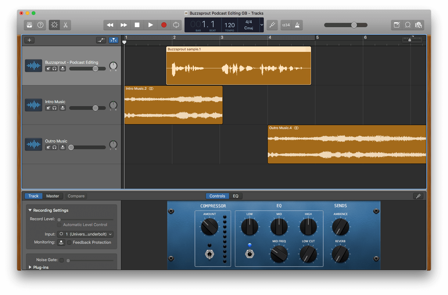 Podcast editing in Garageband