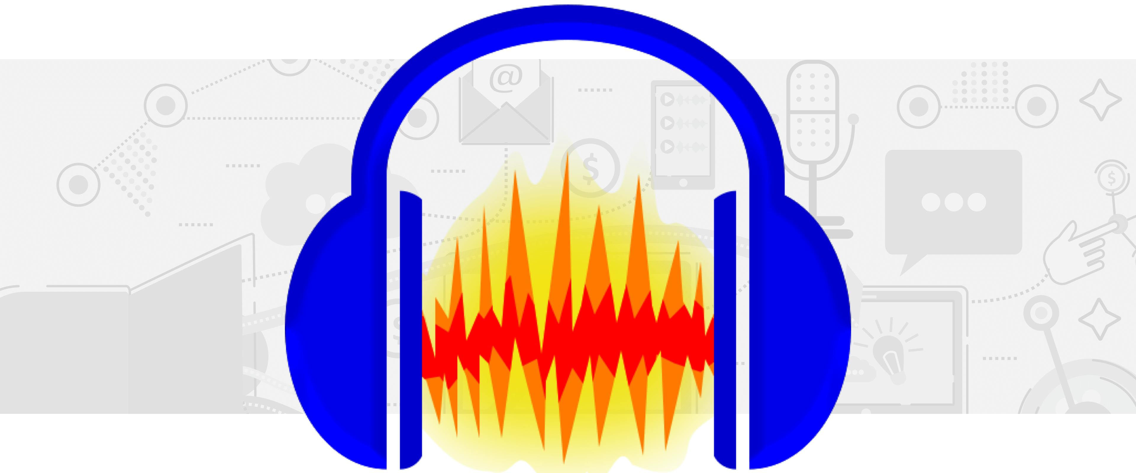 Audacity logo with blue headphones and waveform 
