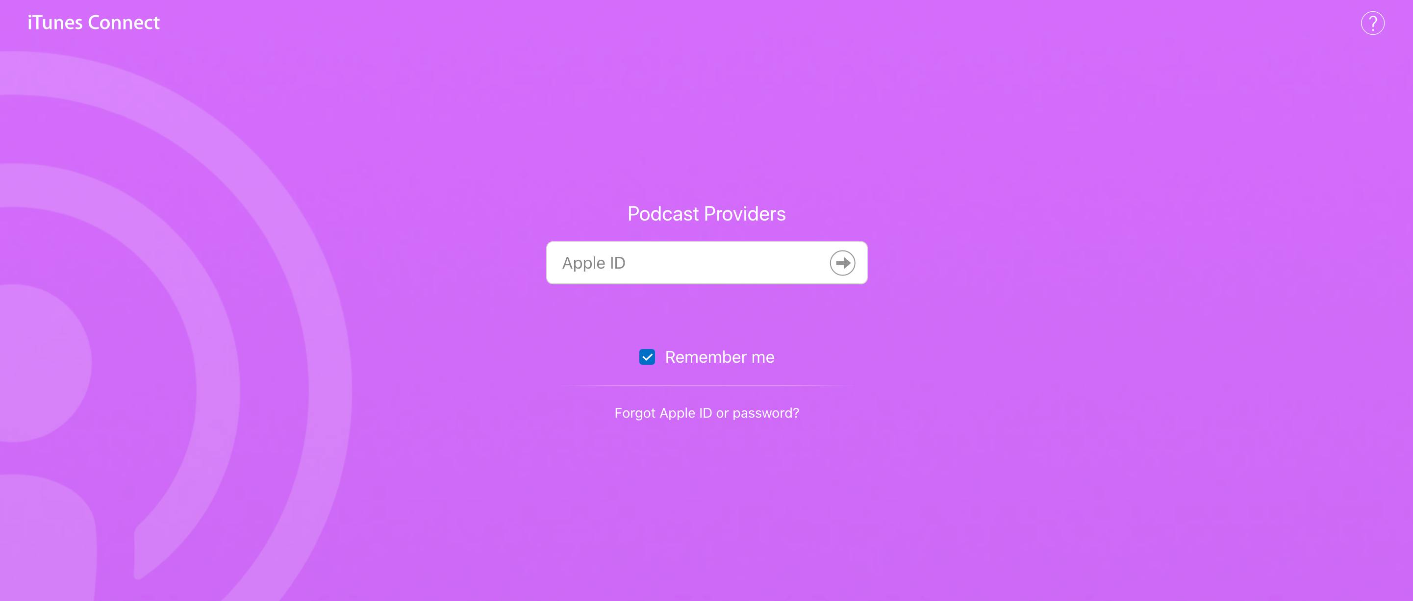 Logging into iTunes Connect for podcast providers