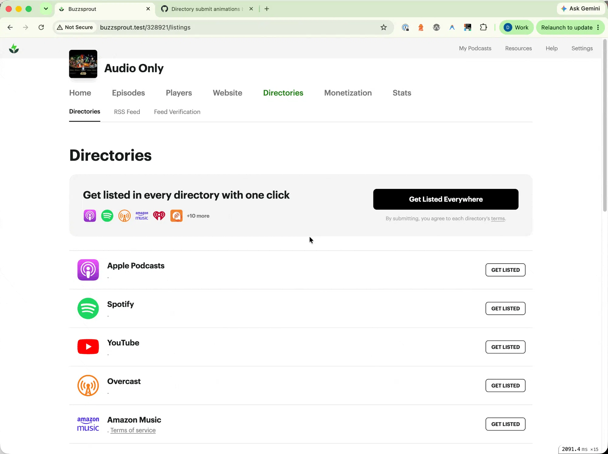 Click Get Listed Everywhere to submit