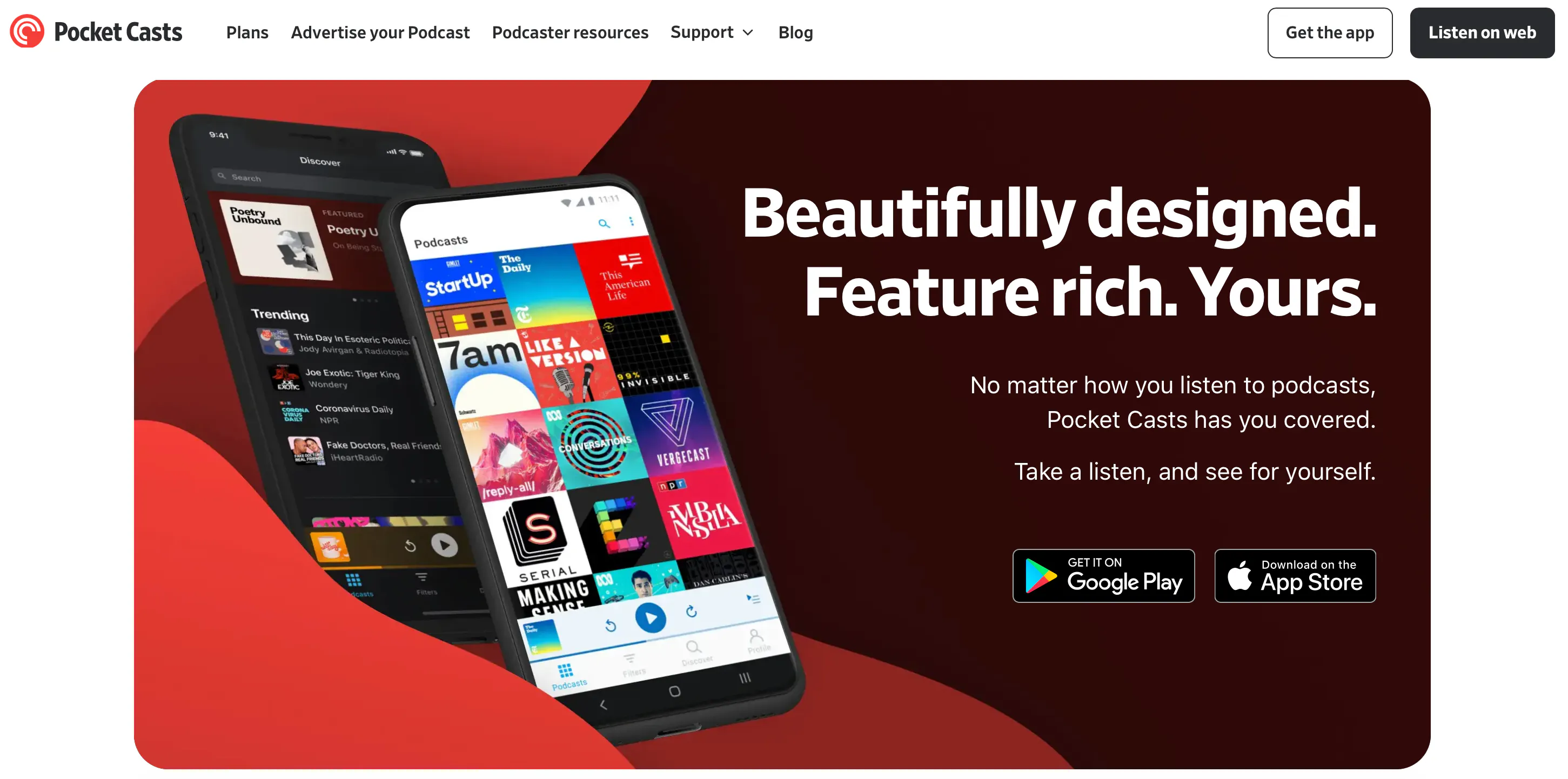 pocket casts home page