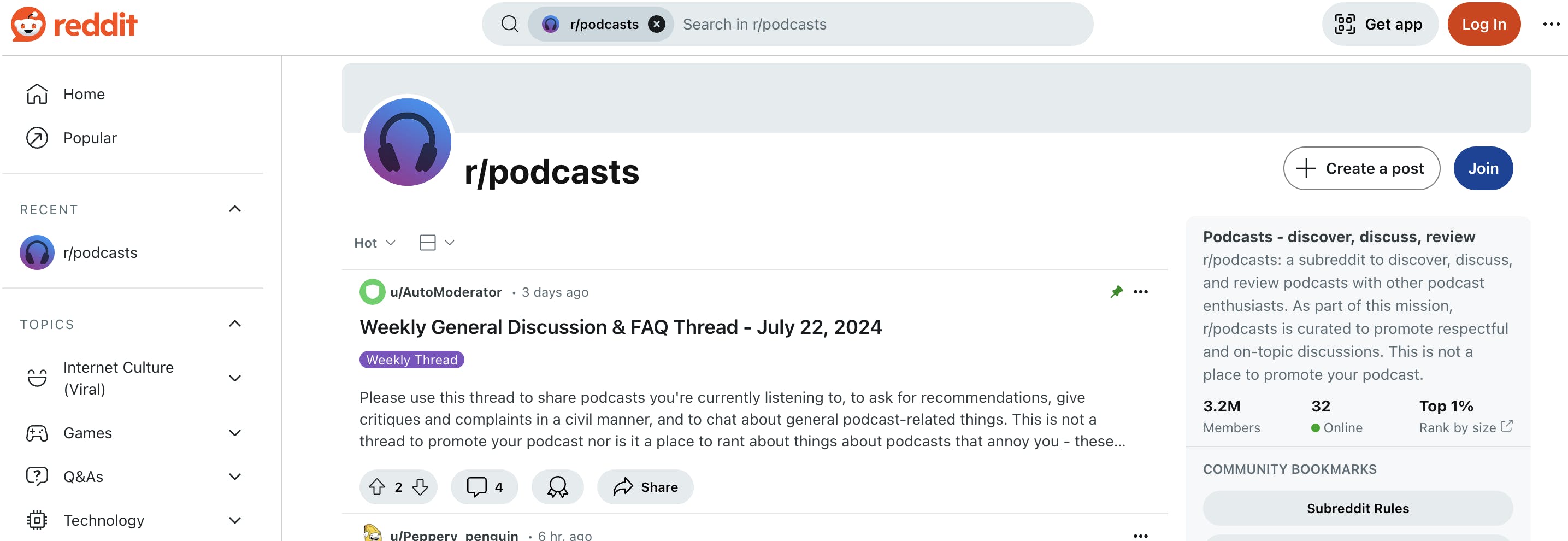 podcasts subreddit