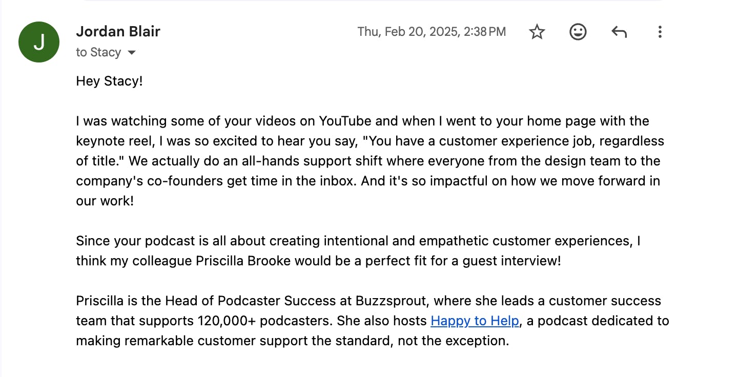 personalized email pitch