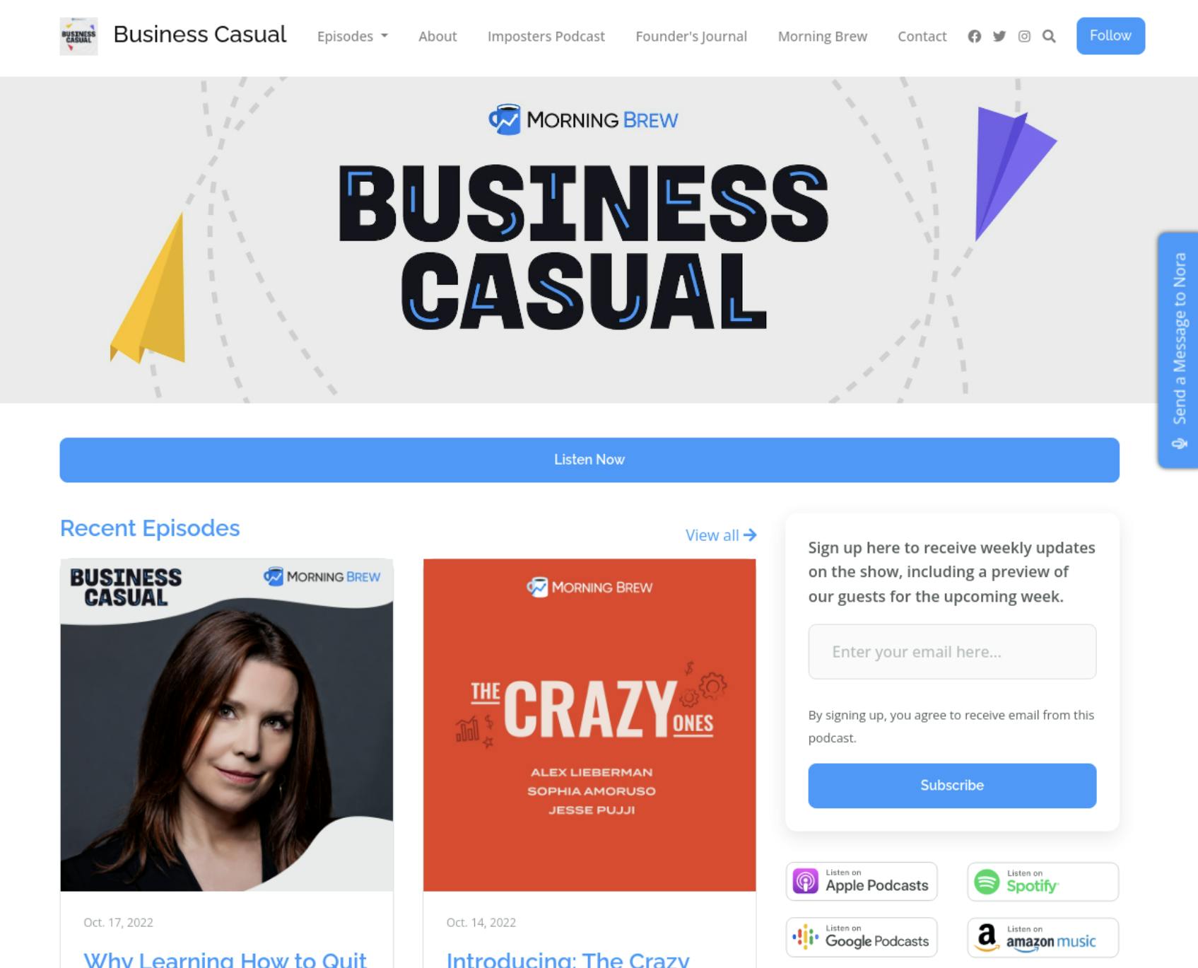 Business Casual Podpage website