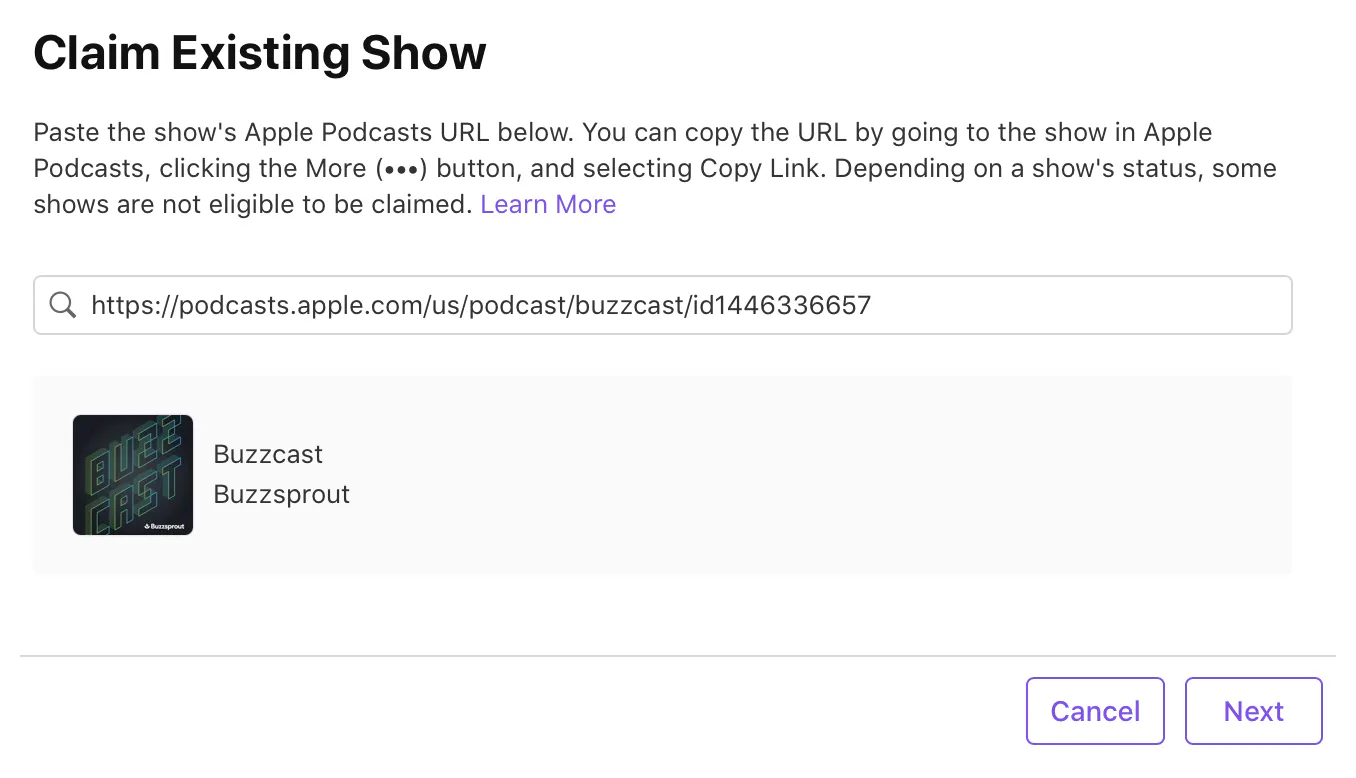 Claim existing show