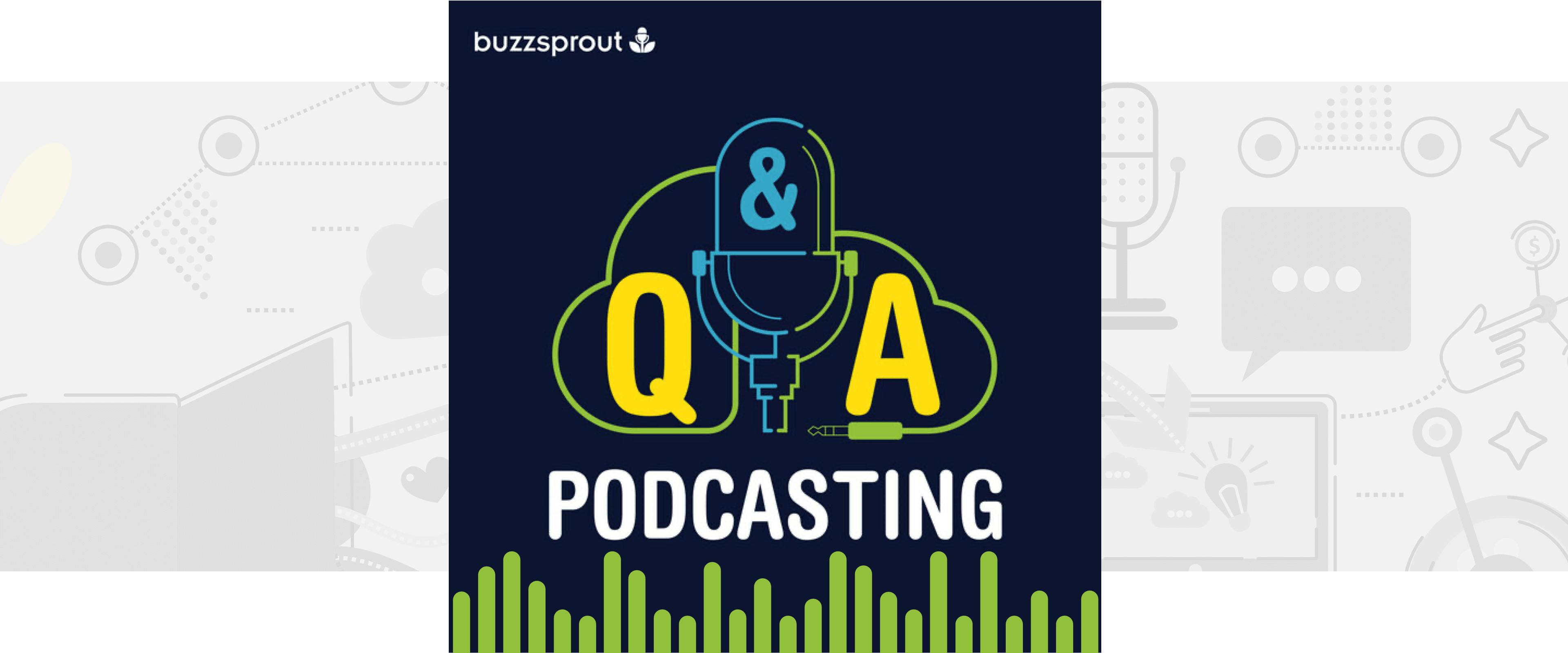 Podcasting Q&A podcast audiogram with green waveform 