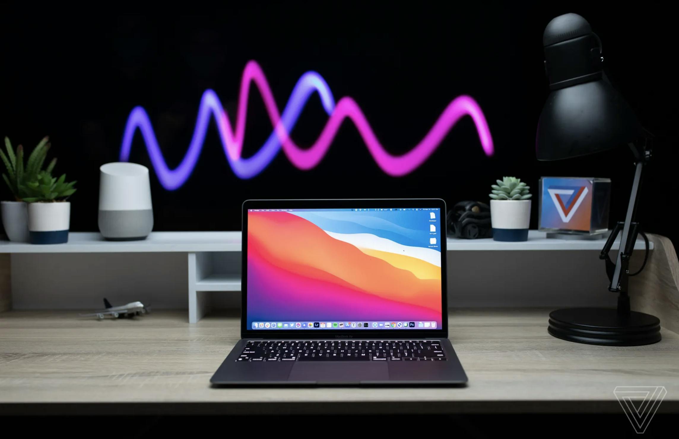 MacBook Air with colorful desktop wallpaper