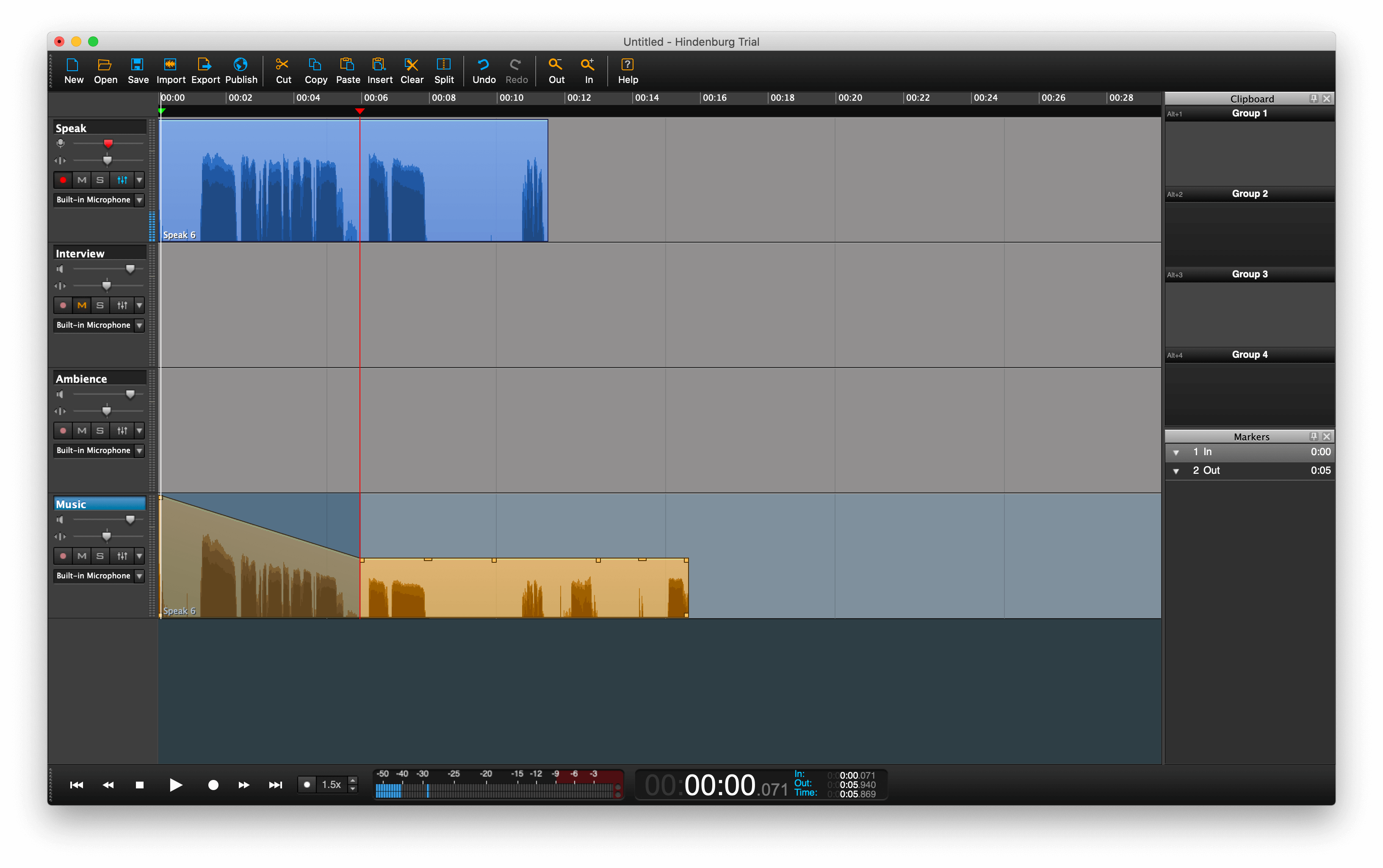 Fade audio in Hindenburg