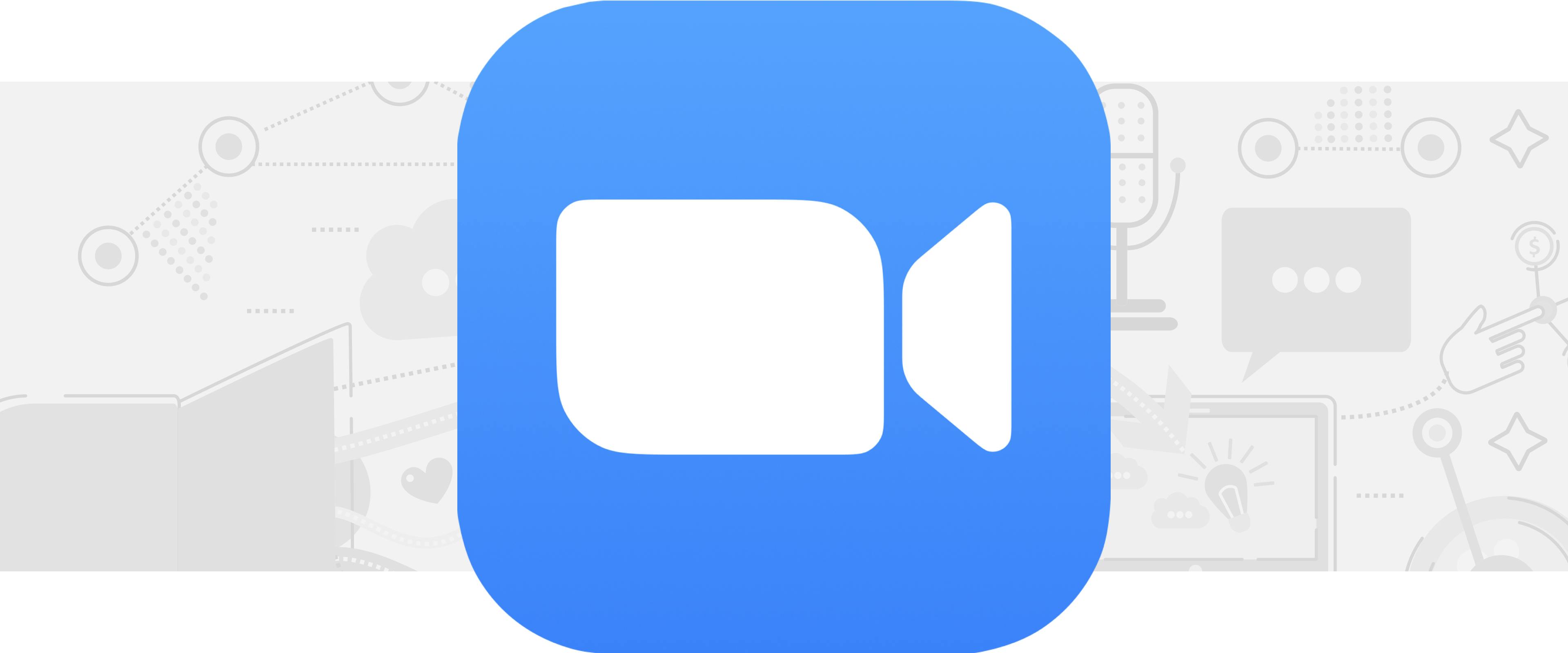 Blue Zoom icon with white outline of a video camera