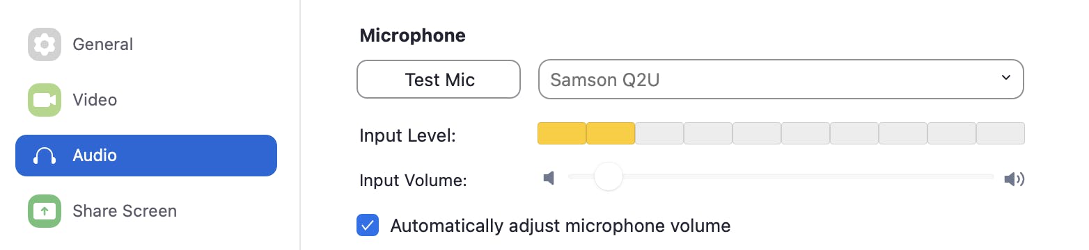 Changing microphone input in Zoom