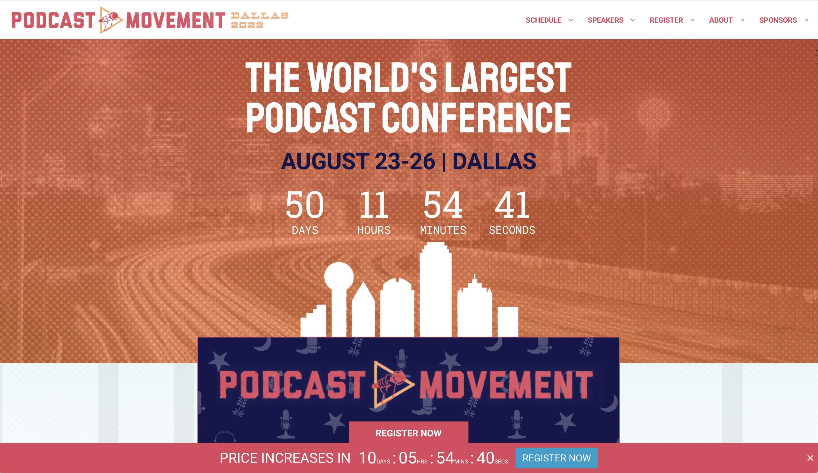 Podcast Movement homepage
