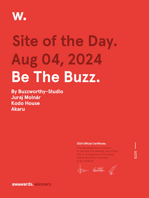 Site of the day certificate