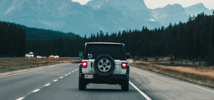 Jeep on the road