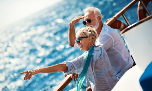 Senior couple on a sailing cruise