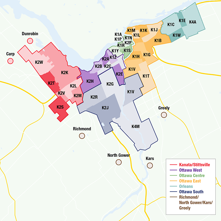 Ottawa Service Map for Pit Crew Services
