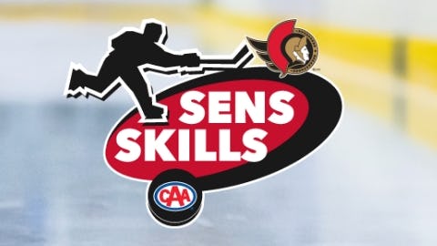 Sens Skills logo and pucks