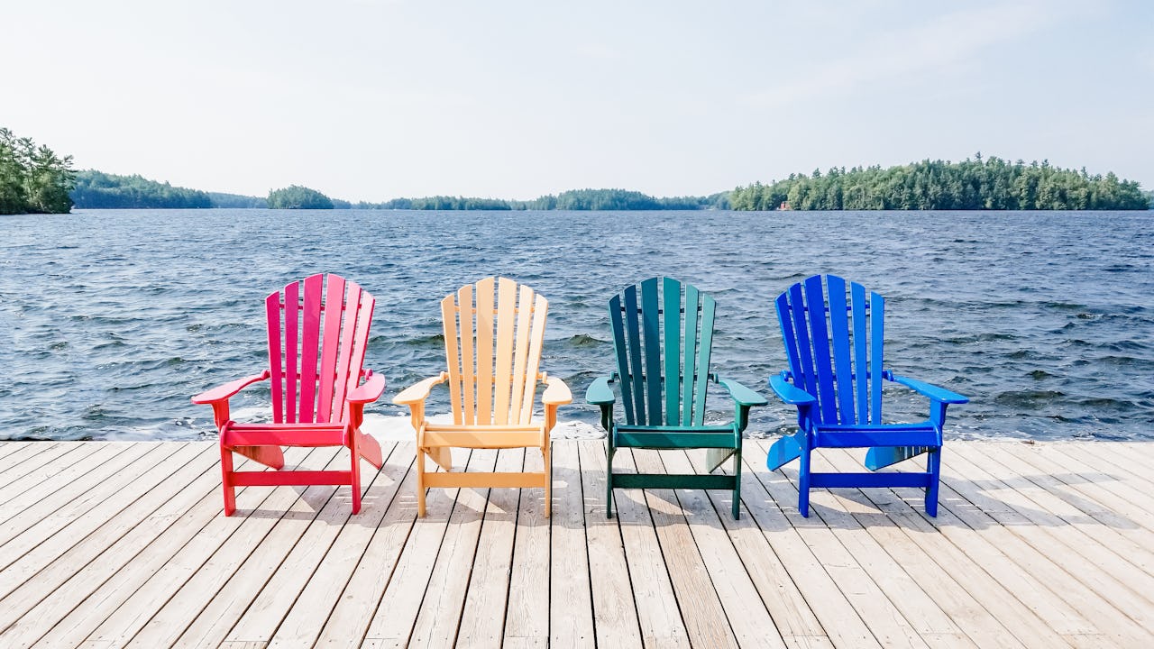 Muskoka chairs in cottage country 