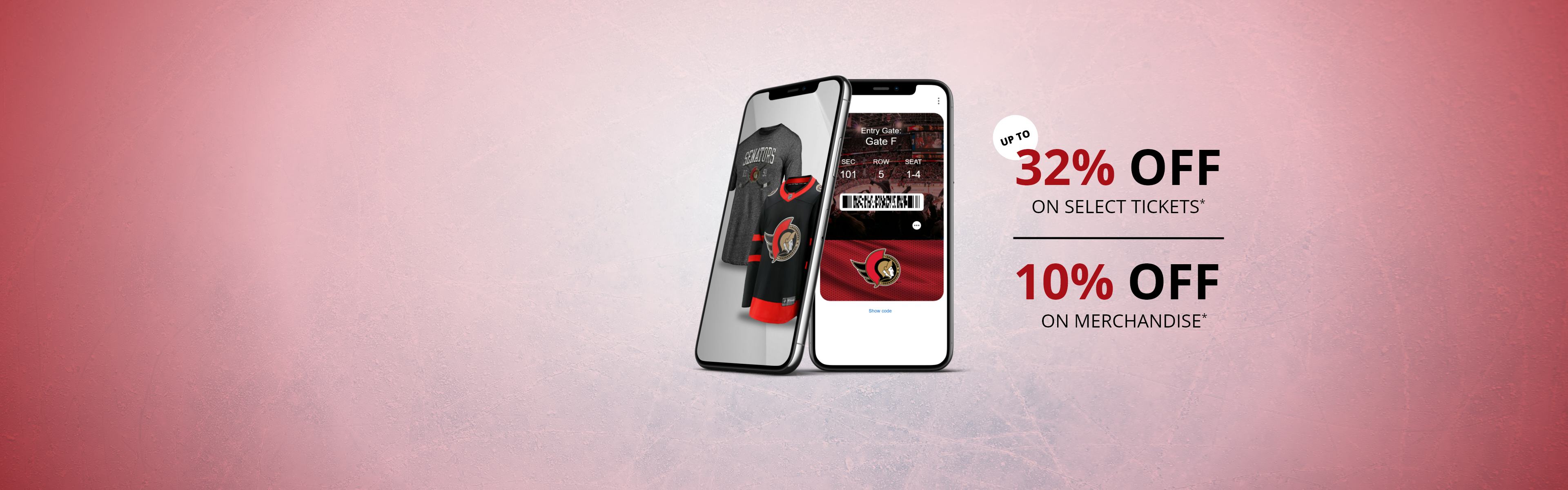 Mobile phone with Sens merchandise and ticket