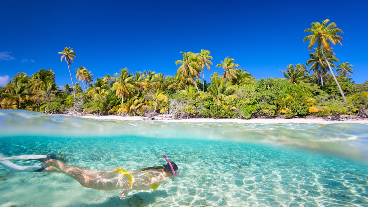 Woman snorkeling in the Caribbean 