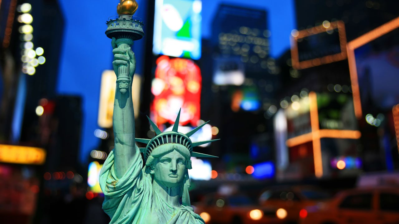 Statue of Liberty New York City Times Square USA