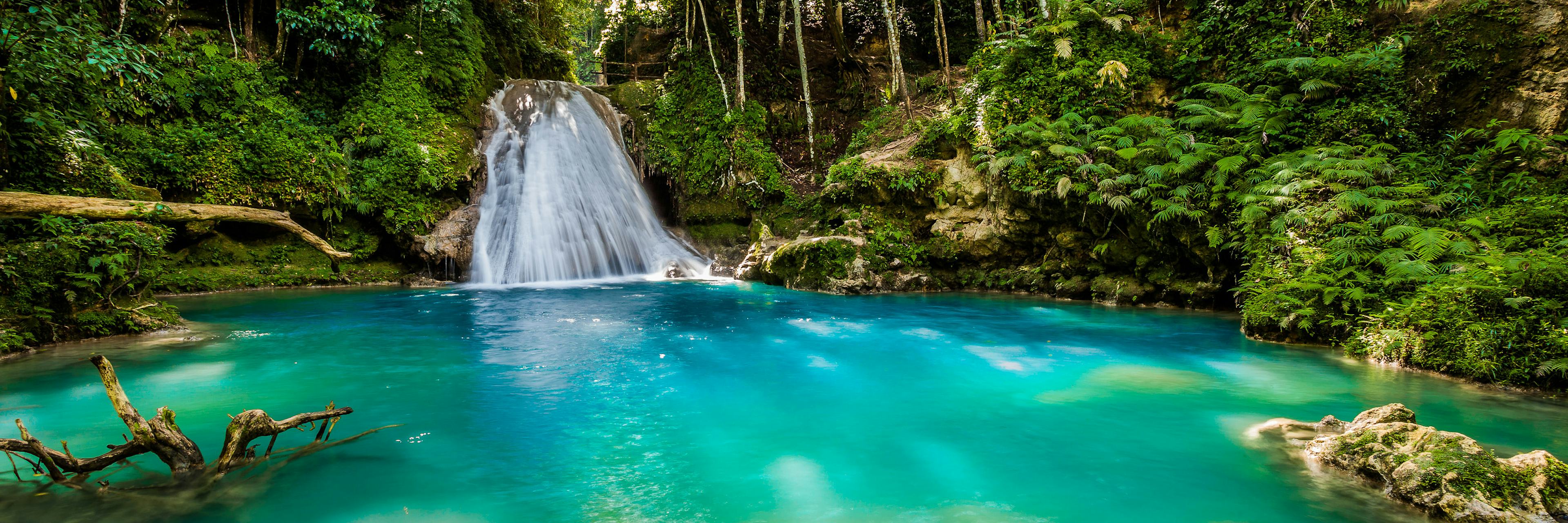 Waterfall in rainforest in Jamaica