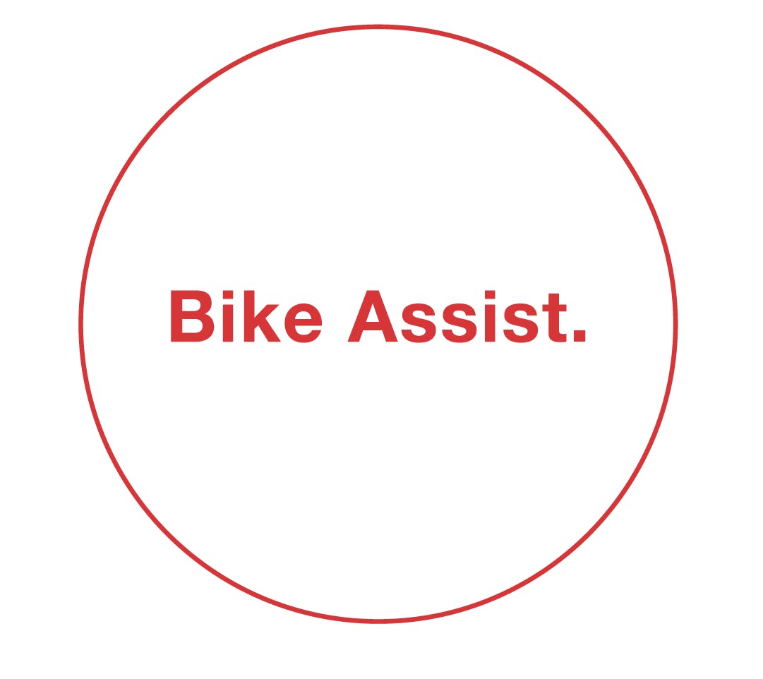 Bike Assist written in a red circle