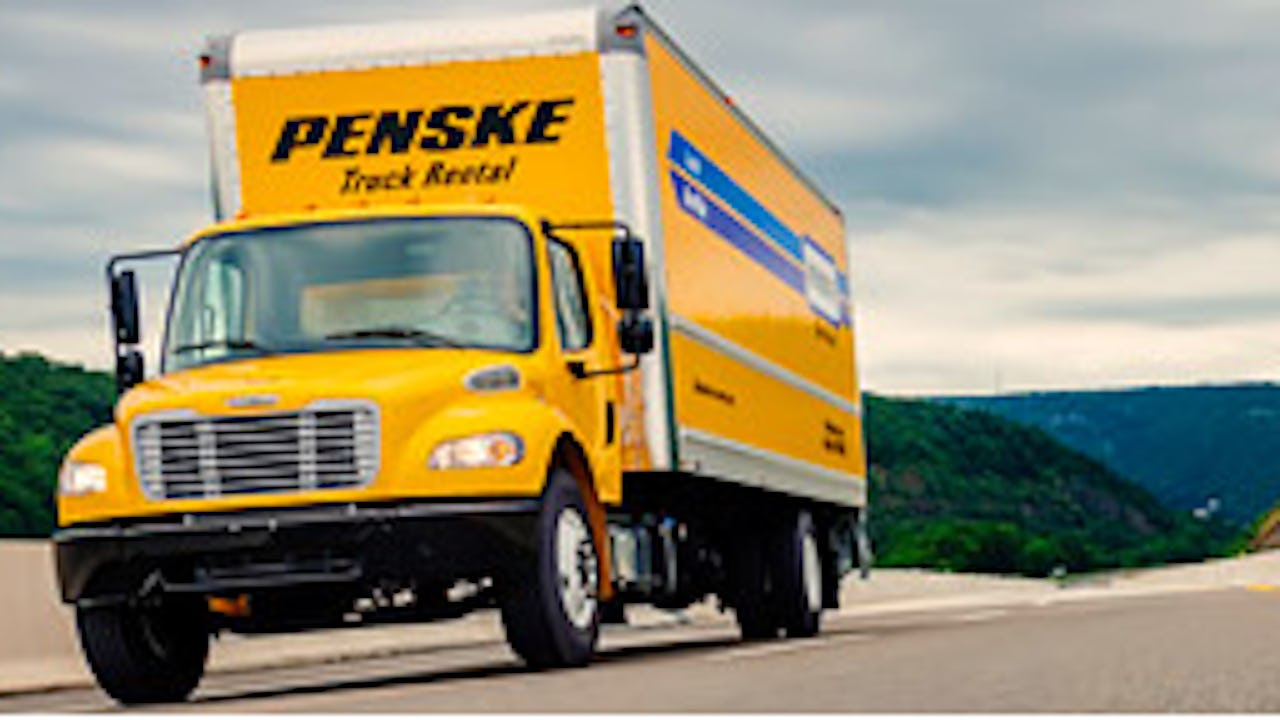 Penske truck on the road