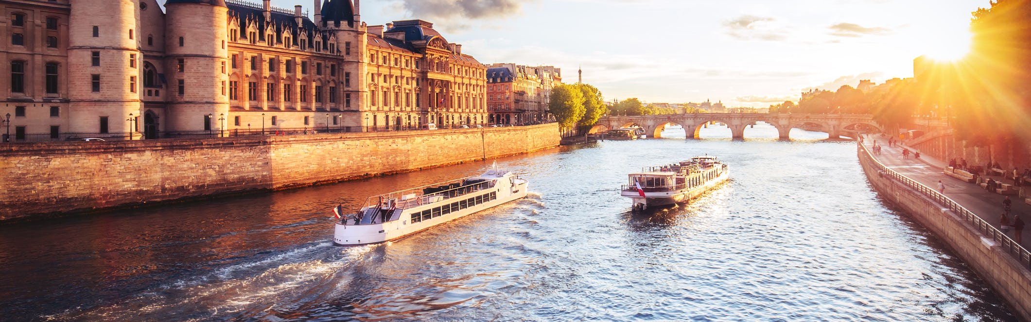 Sunset river cruise in France