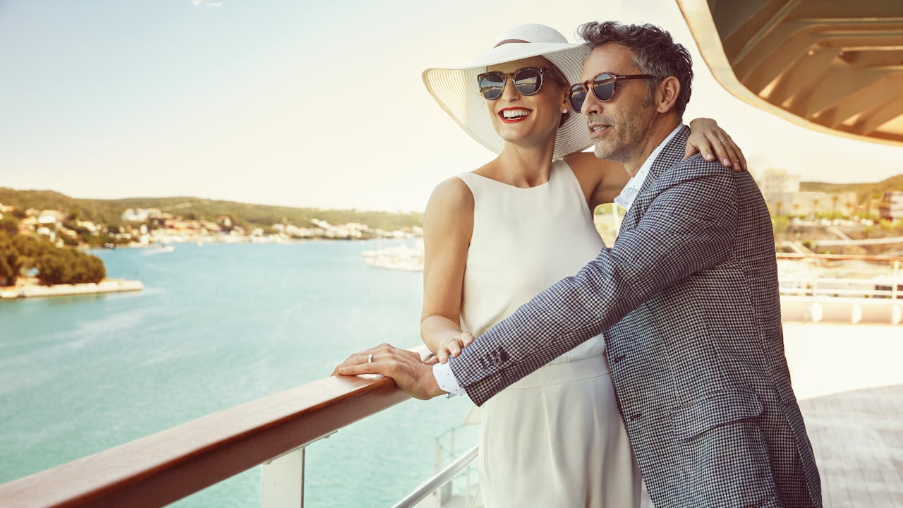 Couple on deck of Seabourn Cruises