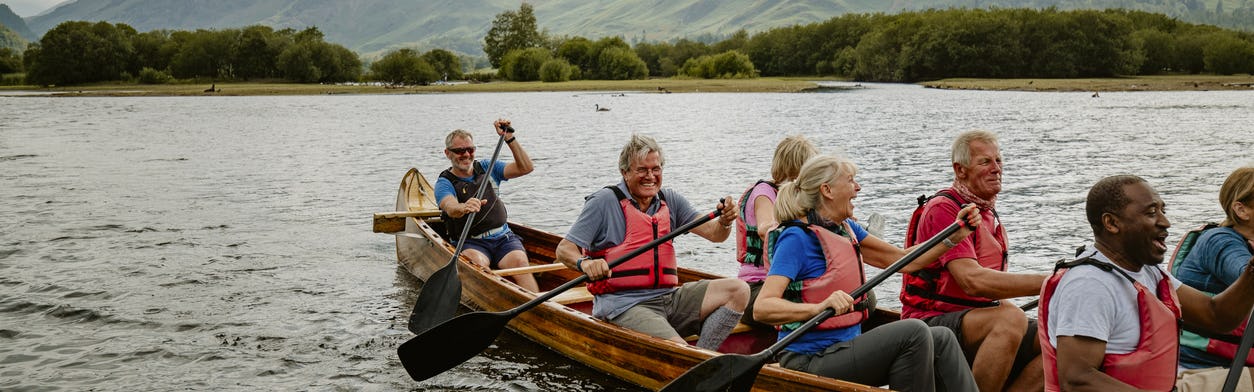 Travellers rowing in England, Europe along the river 