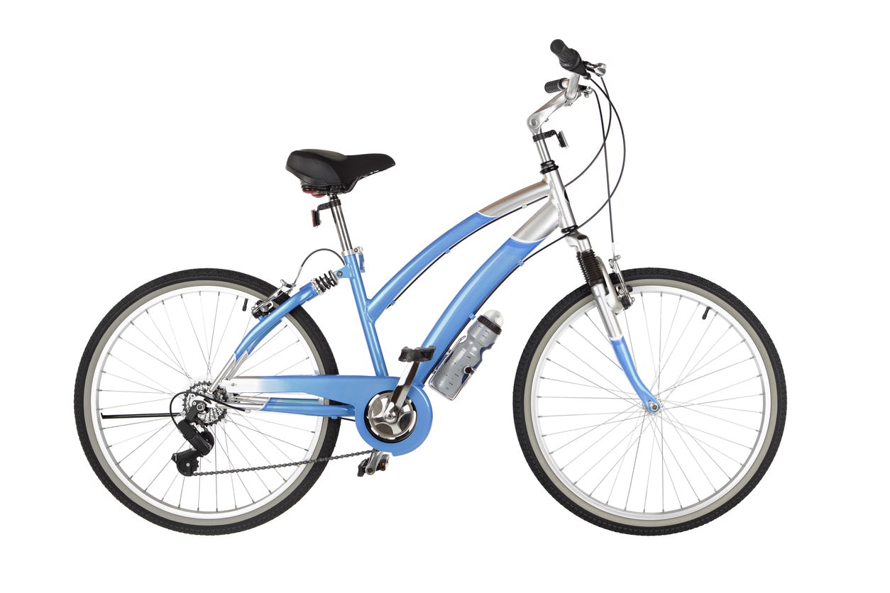 Blue hybrid bicycle