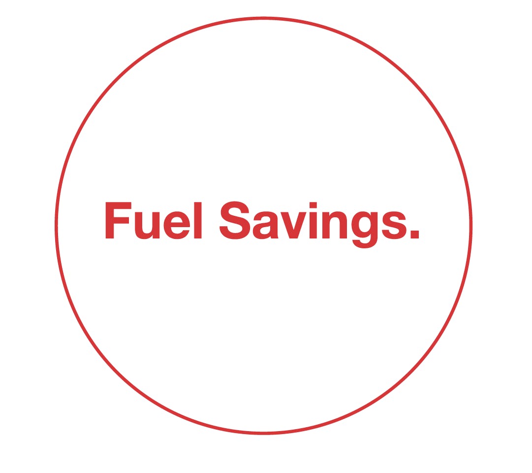 Fuel savings written in a red circle