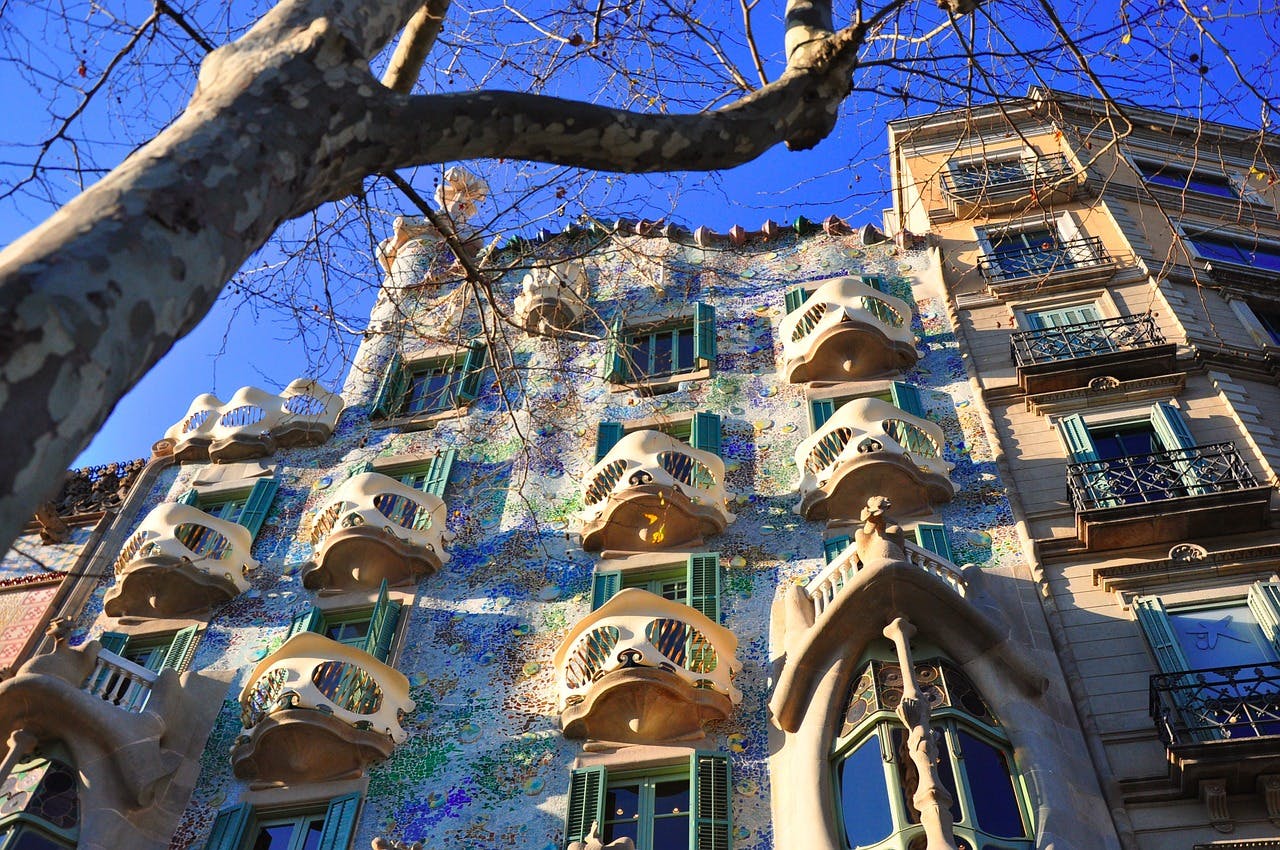 Casa Batllo at Illa de la Discòrdia in Passeig de Gracia, near La Pedrera.