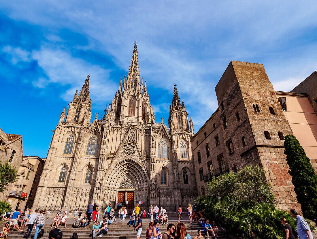 Cathedral of Barcelona, Spain: The majestic Cathedral of the Holy Cross and Saint Eulalia, a symbol of Barcelona's rich history and architectural beauty.