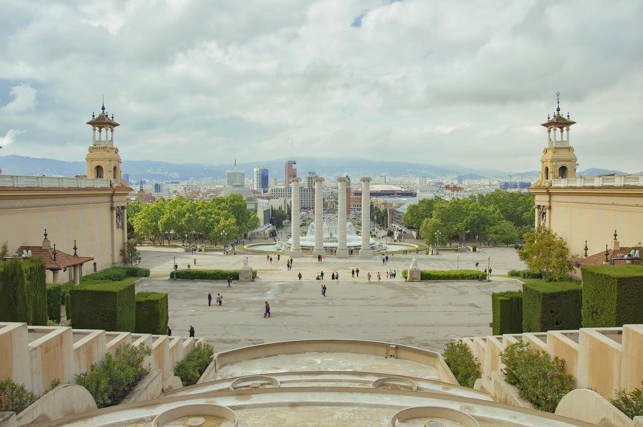 An enchanting cityscape of Barcelona, revealing Montjuïc Park and the vibrant city centre.