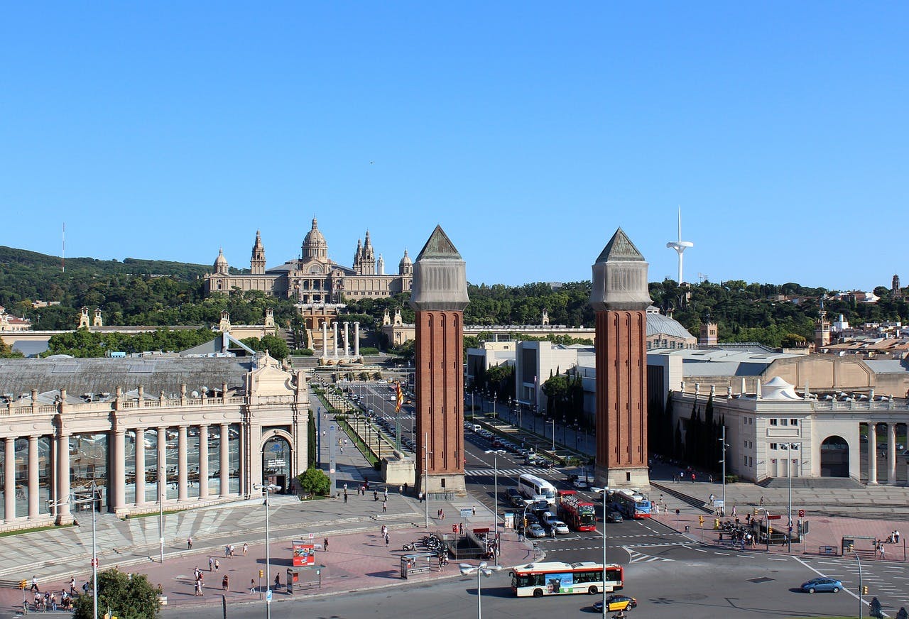 Aerial view of Castell de Montjuïc, Barcelona.