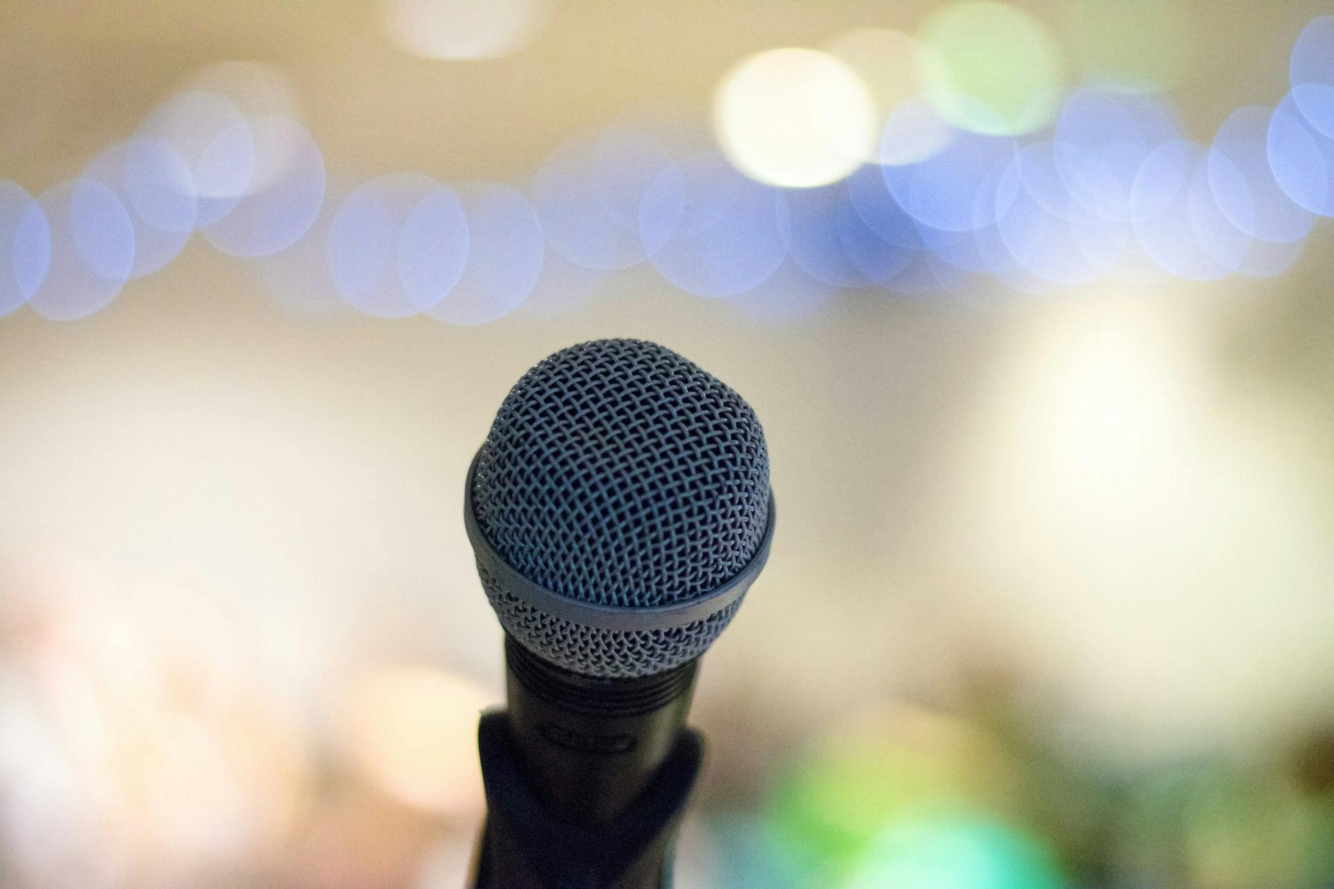 A close-up of a microphone.