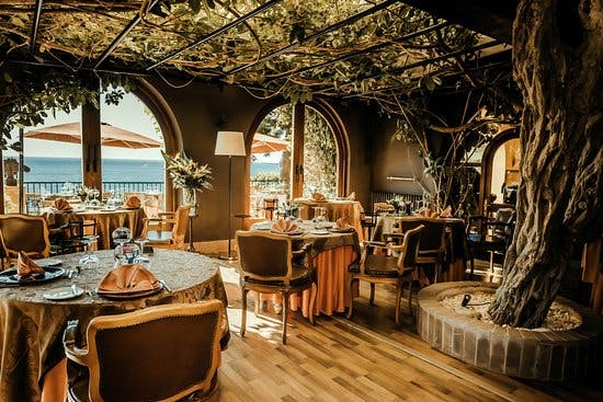 A restaurant in Lloret de Mar featuring a tree at its center.