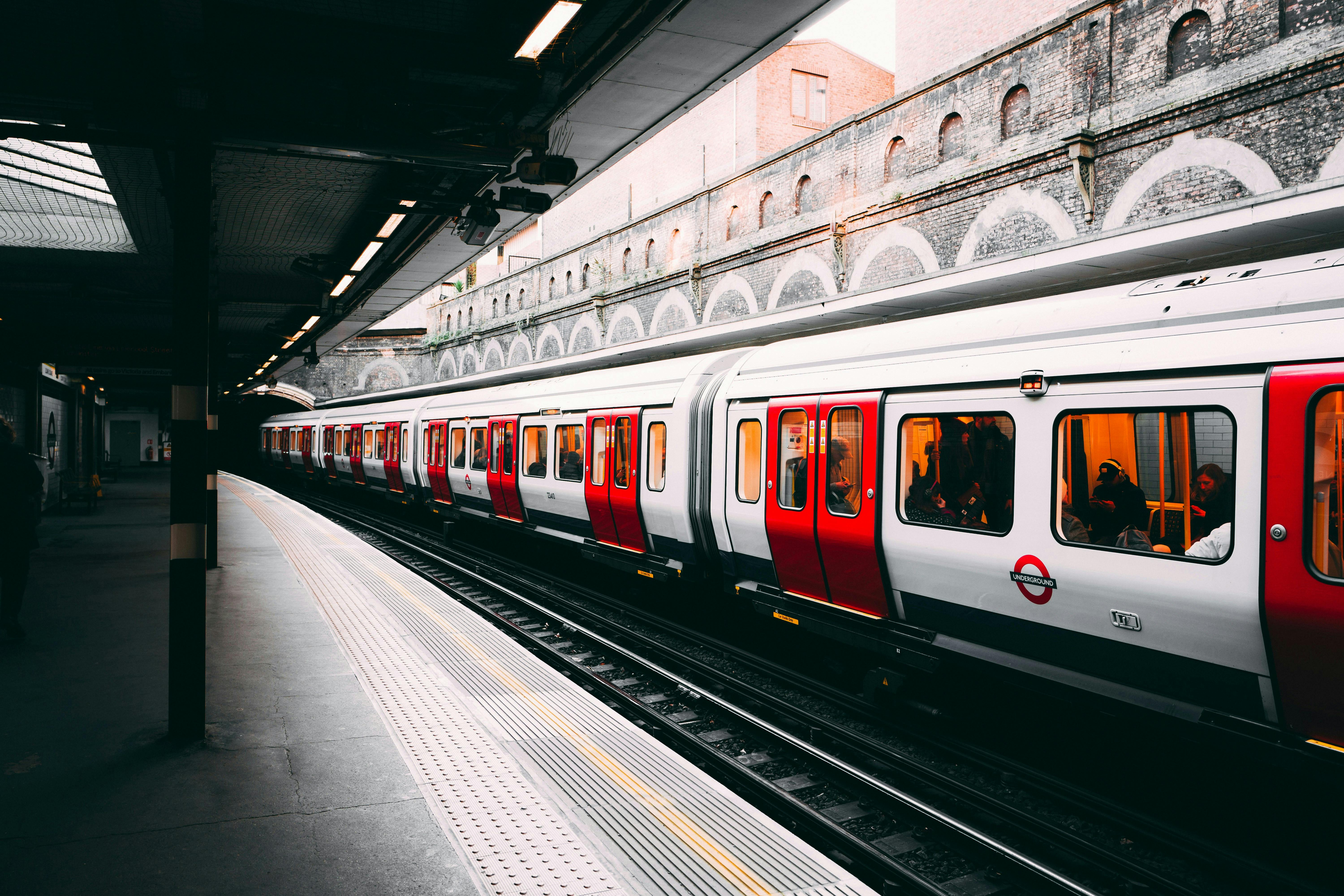 Arrival of a subway at station. 