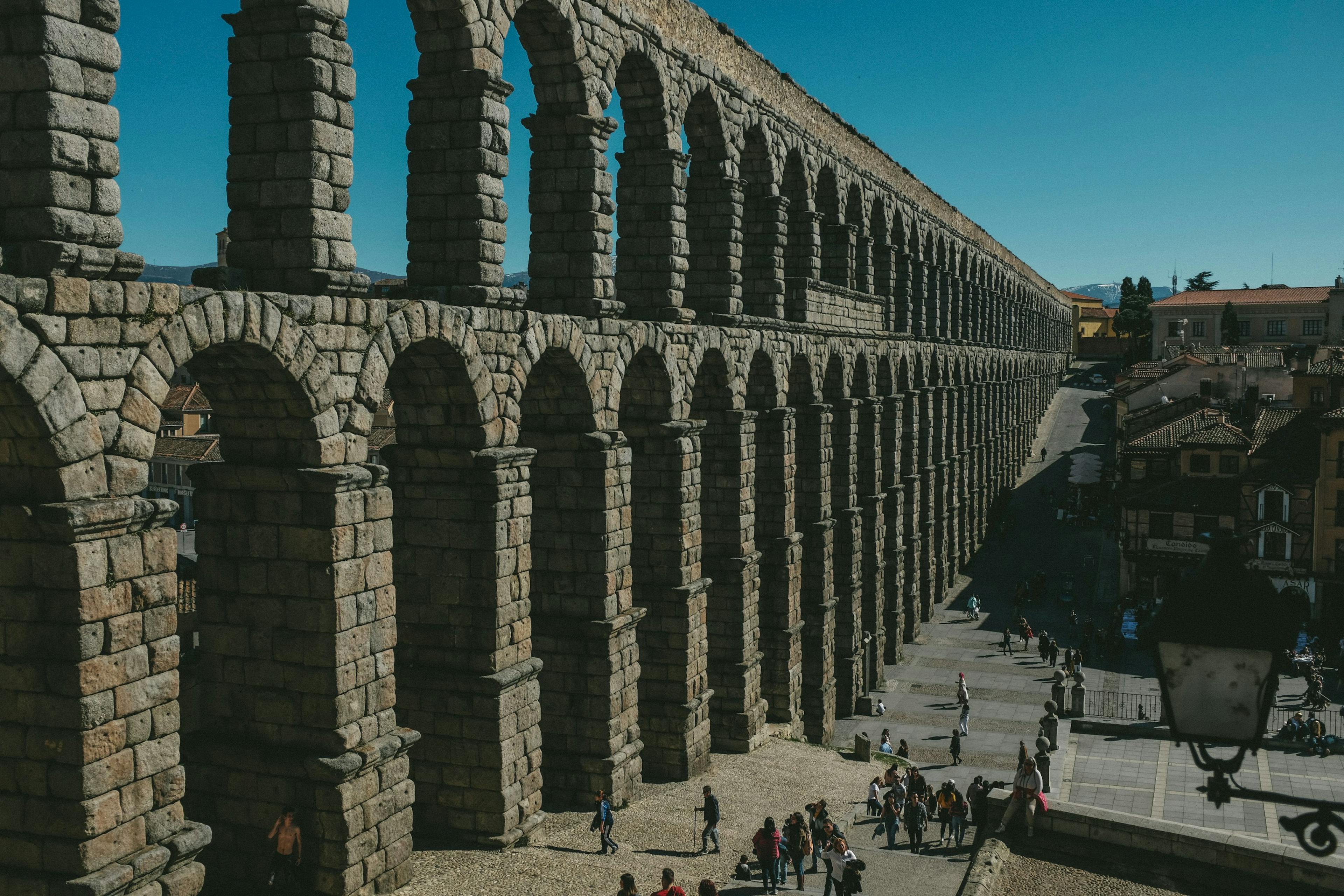 The iconic aqueduct of Segovia, Spain