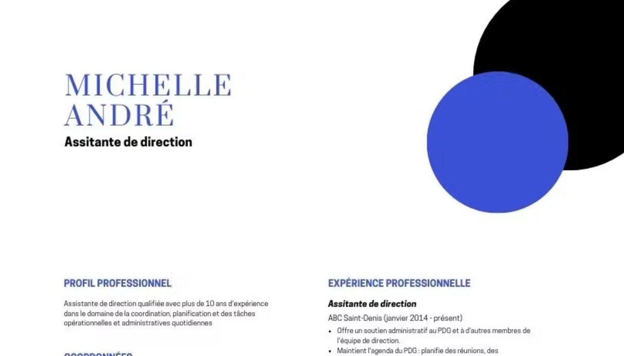 Exemple de CV assistant·e de direction - Cadremploi